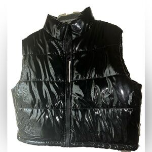 Rainbow Black Zip Front Puffer Jacket
